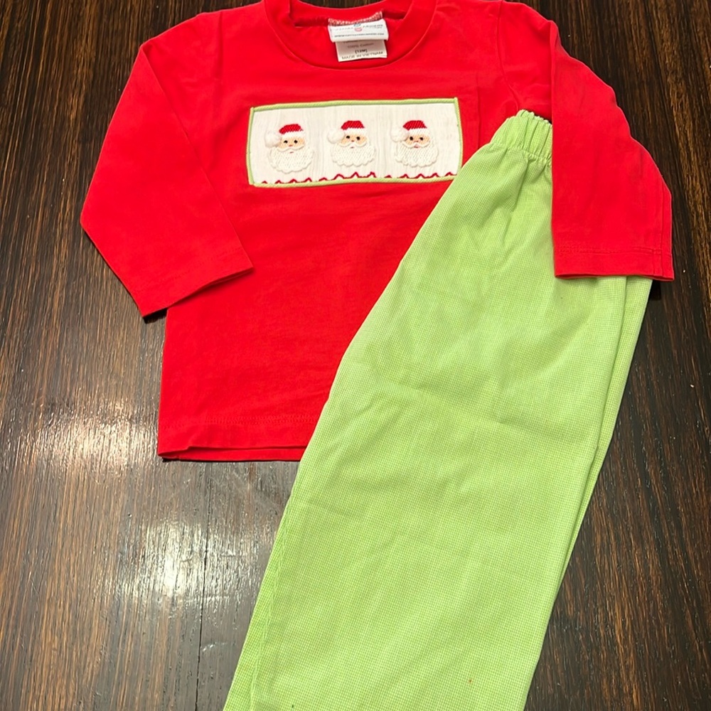 Smocked Santa Pant Set